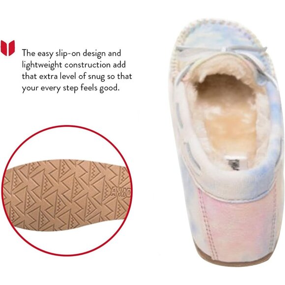 Women's Tie Dye Carrie Faux Fur Leather Fabric Slippers Multi Color Boot Shoes - Picture 4 of 4